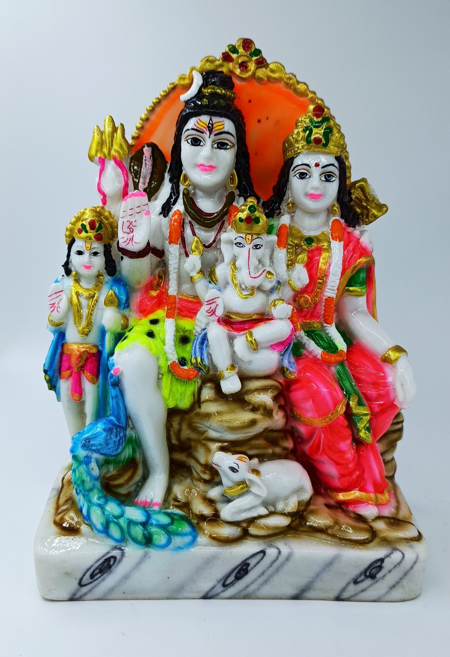 Shiv Parivar Marble Dust  Multicolor 13 cm