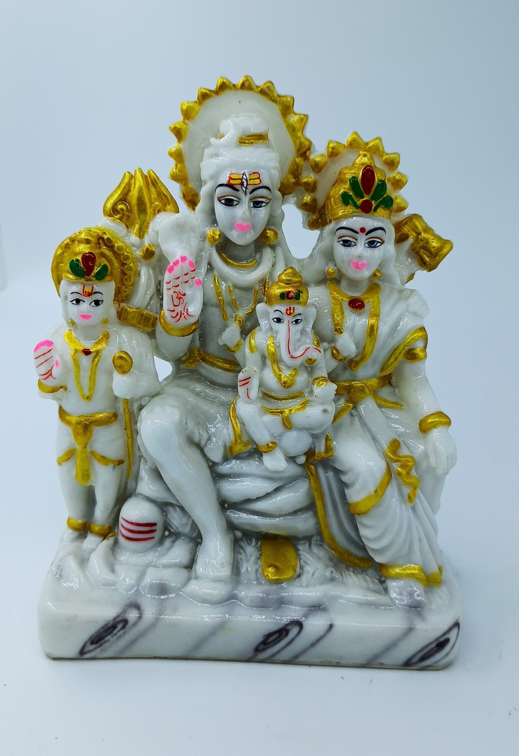 Shiv Parivar Dast Marble White Murti ( 17cm)