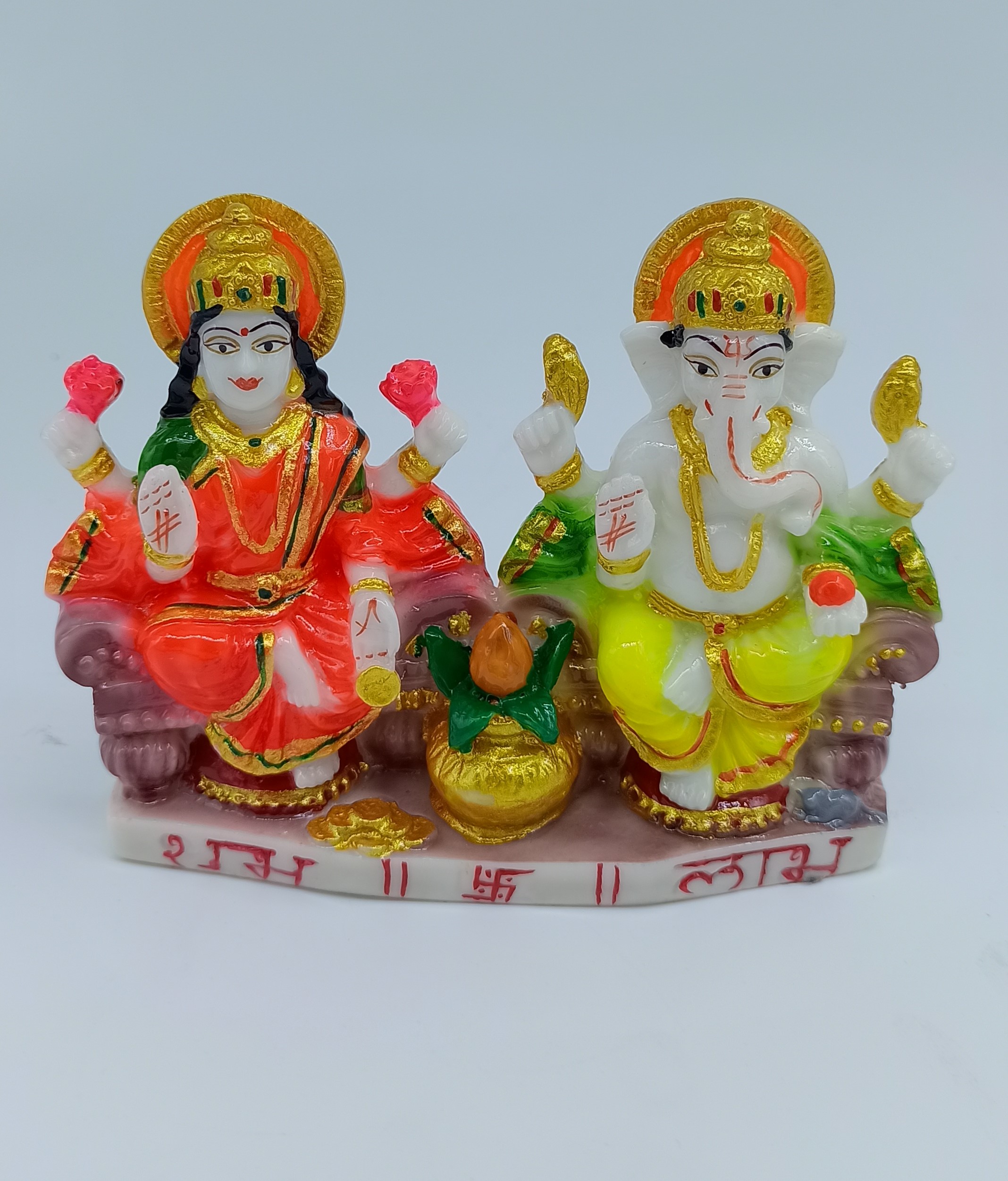 Laxmi Ganesh Statue Marble Dast 10 CM