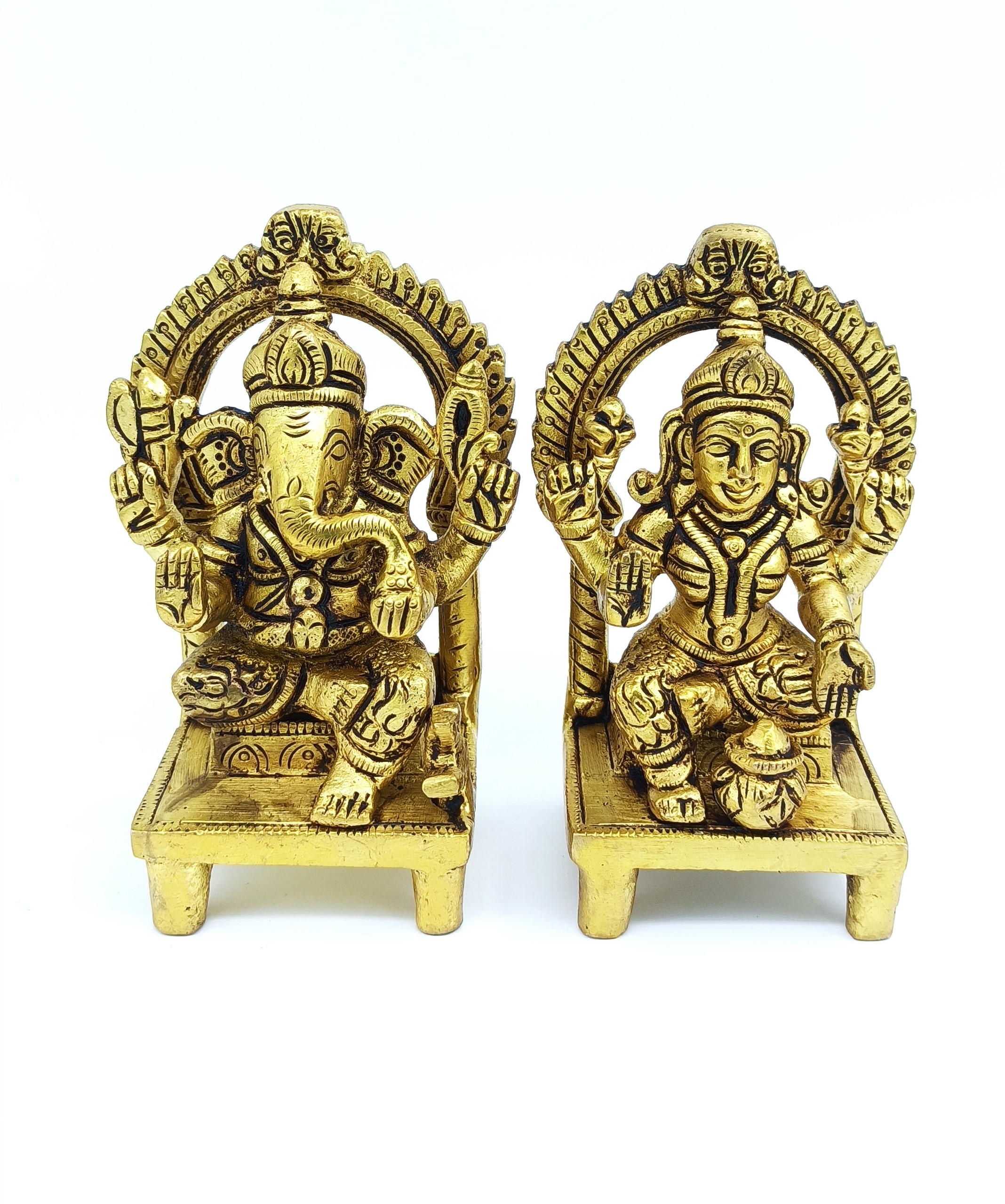 Lakshmi and Ganesha brass 11 cm